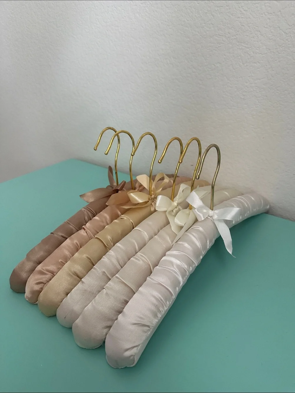 Satin padded heavy duty hangers-set of 6ct. in natural ombré colors-brand new.